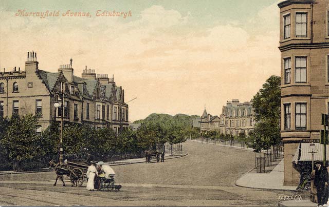 Murrayfield Avenue, Edinburgh  -  A Valentine Postcard, posted 1906