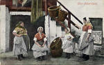 Four generations of Newhaven Fishwives -  A  Valentine postcard in colour