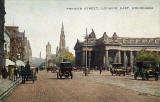 Postcard by Valentine  -  Looking to the east along Princes Street from Frederick Street  -  coloured  -  back of red car