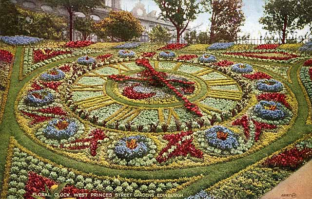 Postcard by Valentine -  Floral Clock in Princes Street Gardens  -  possibly 1910
