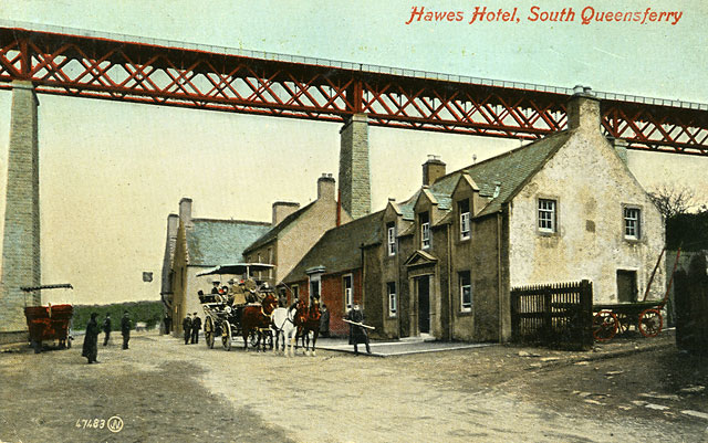 Valentine Postcard, featuring a photo of the Hawes Inn, Queeensferry  -  photo  taken in 1905