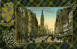 Valentine Postcard  -  Tartan Border  -  Campbell  -  The Royal Mile (Black Watch passing the Netherbow)