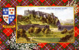 Valentine Postcard  -  Tartan Border  -  Fraser  -   Edinburgh Castle and National Gallery