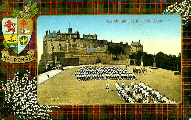 Valentine Postcard  -  Tartan Border  -  MacDonald  -  Edinburgh Castle and EsplanadeValentine Postcard  -  Tartan Border  -  Gordon  -  Pipe Bands at Edinburgh Castle