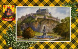 Valentine Postcard  -  Tartan Border  -  MacLeod  -  Edinburgh Castle and Ross Fountain