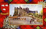 Valentine Postcard  -  Tartan Border  -  Robertson  -  Edinburgh Castle, Changing the Guard  -  red border
