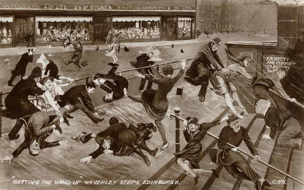 Enlargement of a Valentine's Postcard  - Waverley Steps  -  Posted 1936
