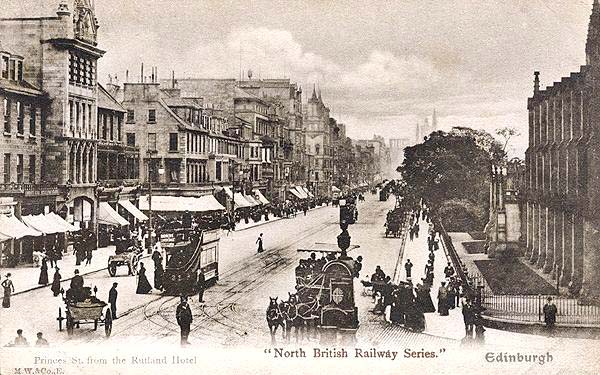 Marshall Wane & Co postcard  -  North British Railway Series  -  Princes Street from the Rutland Hotel