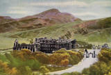 JB White - A coloured postcard  -  Holyrood Palace and Abbey