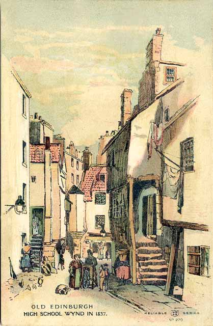 Postcard by W R & S  - Edinburgh Castle from the Grassmarket, 1837