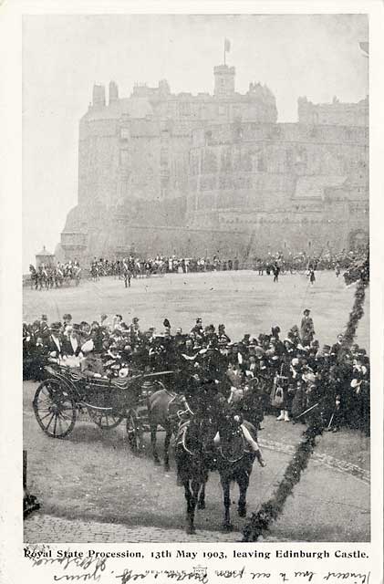 W R & S Postcard  -  Royal State Procesion leaving Edinburgh Castle  -  May 13, 1903