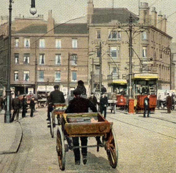 Detail from a W R & S Series postcard  -  The Foot of Leith Walk