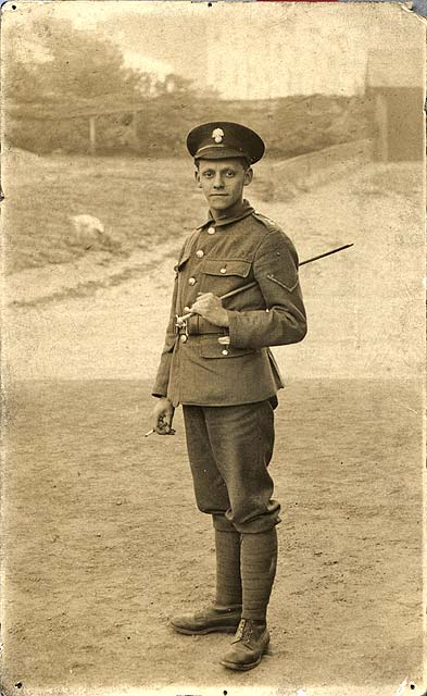 Postcard Portrait by GR Mackay of JOhn Frederick Russell, while serving in the Lancashire Fusiliers
