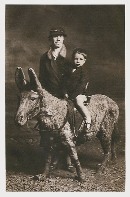 Photo from the studio of Robert McLelland  -  Grandfather and Uncle on  a Stuffed Donkey