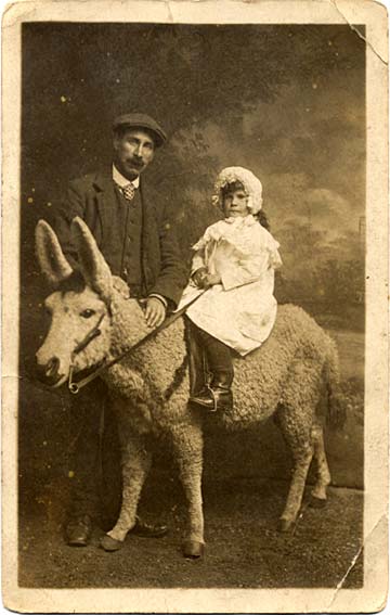 Postcard from Morrison's studio  -  Portrait with a donkey