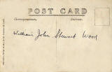 The  back of a A postcard of a young William John Stewart Wood  -  From Paterson's 'Burgh Studios'