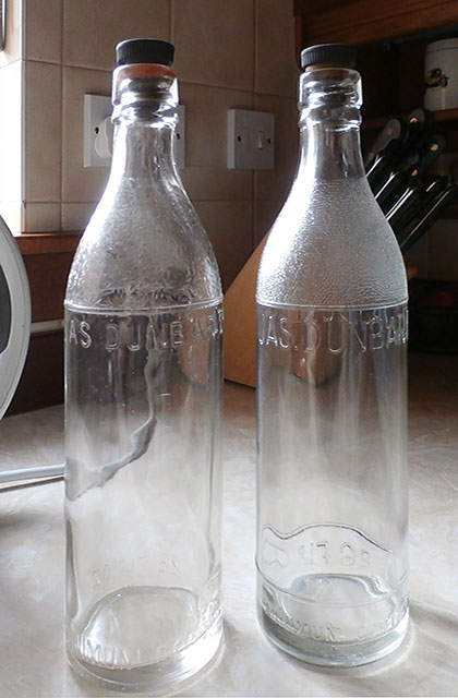 Two bottles from the lemonade works of James Dunbar Ltd., 68 Albion Road, Edinburgh