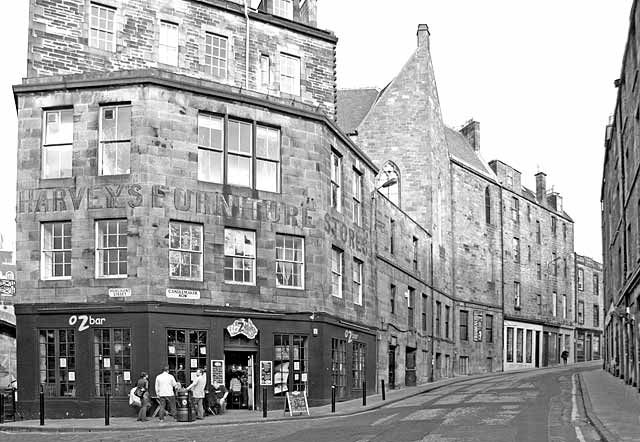 Looking up Candlemaker Row to the SE from Merchant Street