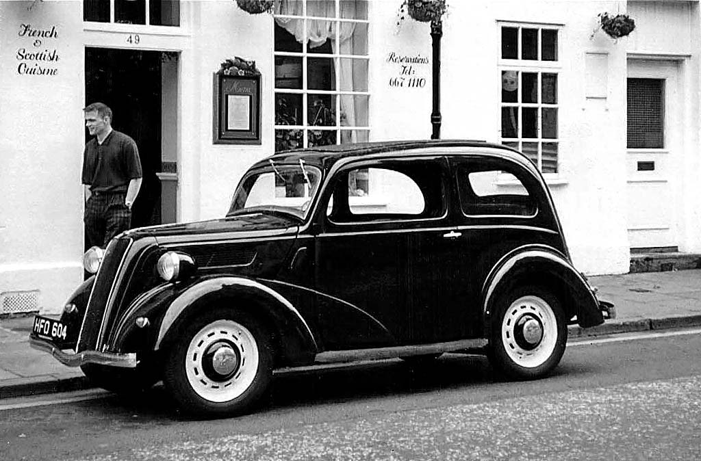 Old car parked outside restaurant at 49 Causewayside
