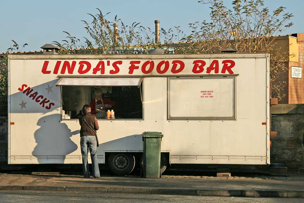 A snack van Constitution Street close to the entrance to Leith Docks at the Casino  -  November 2005