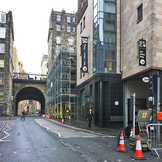 Cowgate  -  Looking west to South Bridge, 2016