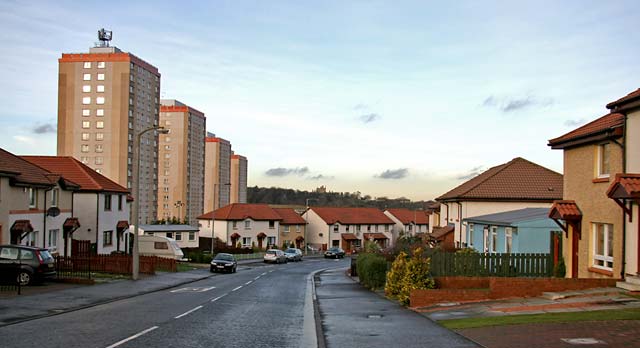 Looking north down Craigour Avenue, including some prefab housing