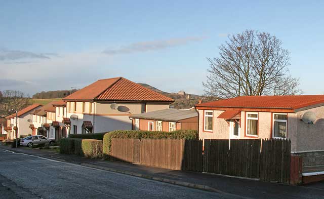 Looking to the NW down Craigour drive, with prefab bungalows built in the 1940s