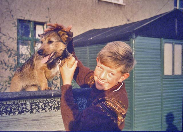 Brian Swanney and dog at 16 Crewe Crescent