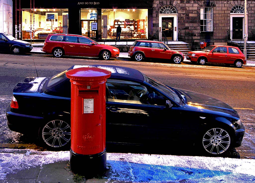 Dundas Street, Pillar Box and Cars  -  November 2010