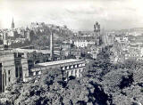 Photograph by Norward Inglis  -  View towards Edinburgh Castle and along Princes Street from Calton Hill  -  early 1950s