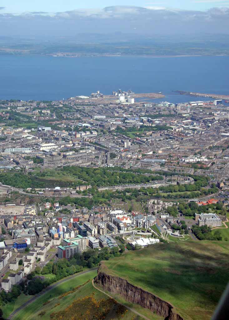Edinburgh and Leith  -  view to the north from a helicopter