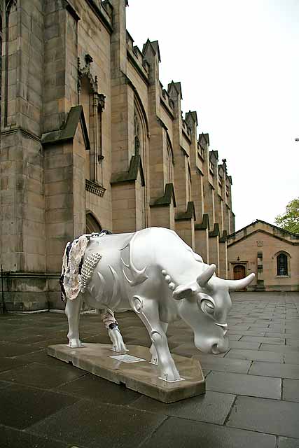 Preparing for Edinburgh Cow Parade  -  2006  -  St John's Church at the West End of Princes Street