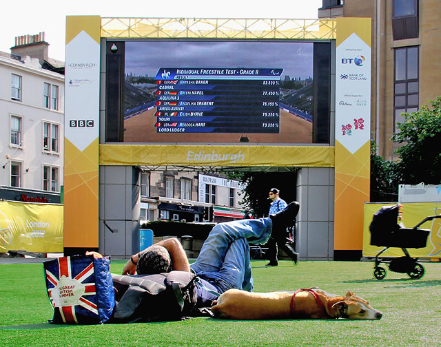 Watching the 2012 Paralympic Games on the Big Scteen in Festival Square