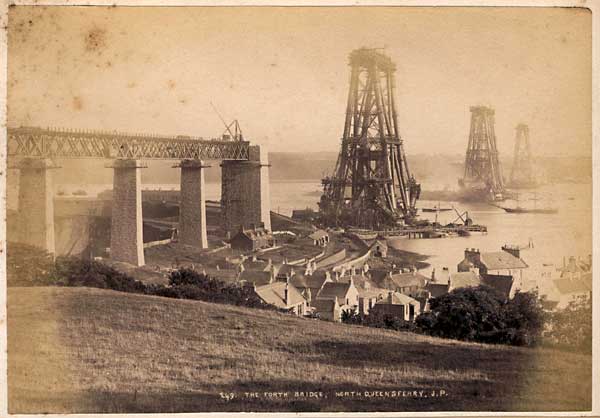 Photograph of the Forth Rail Bridge under construction in the 1880s  -  by John Patrick