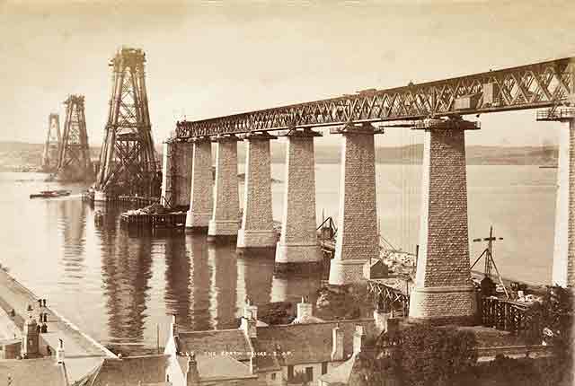 Photograph of the Forth Rail Bridge under construction in the 1880s  -  by John Patrick