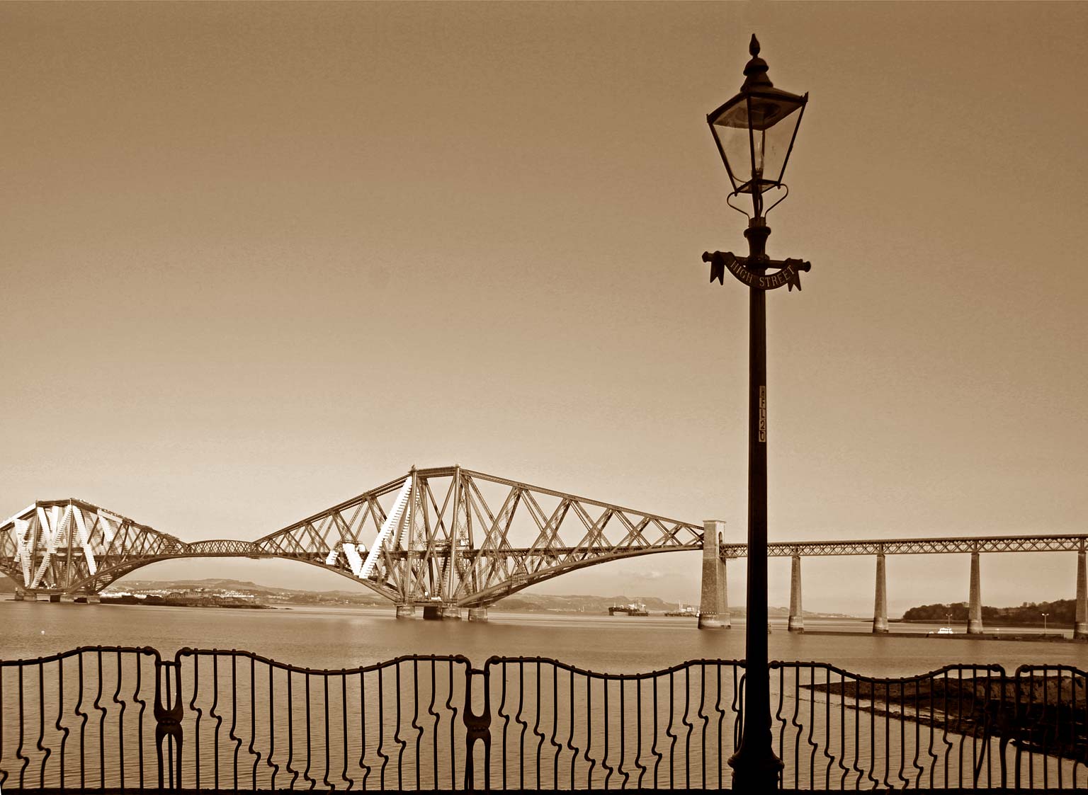 Lamp Post and Forth Road Bridge, from High Street, Queensferry