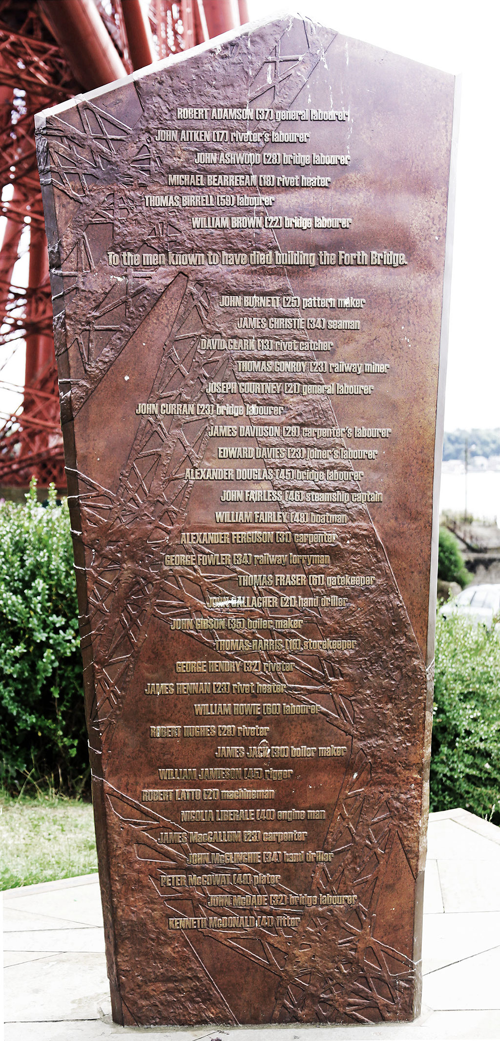 Back of the Memorial to those who died building the bridge  -  North Queensferry