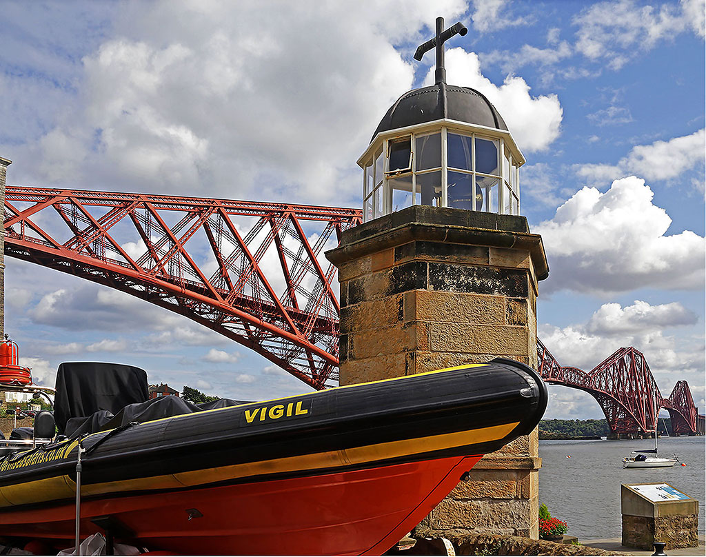 Boat, Lighthouse and Forth Bridge - North Queensferry