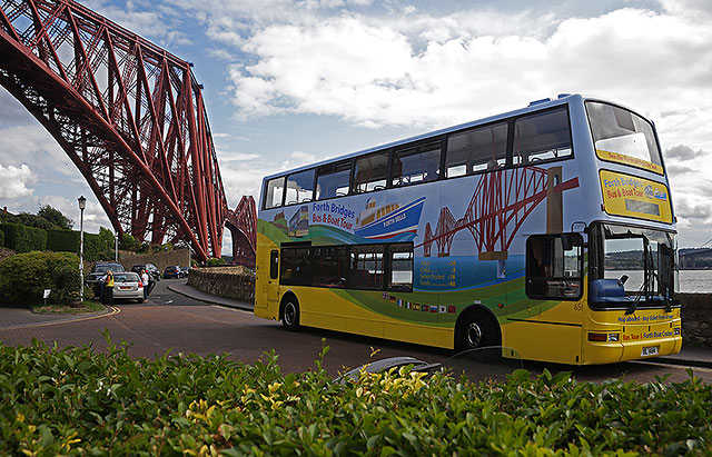 Tour Bus and Forth Bridge  -  North Queensferry