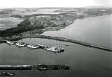 Looking down on Port Edgar from the South Tower of the Forth Road Bridge while tha bridge was under construction in 1962-63