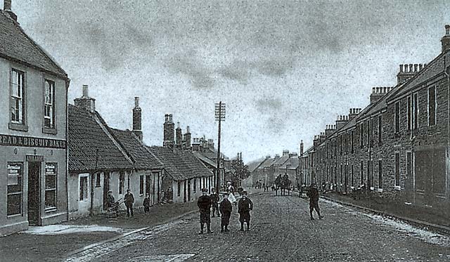 An old photograph of Gilmerton  -  Looking SE down Drum Street