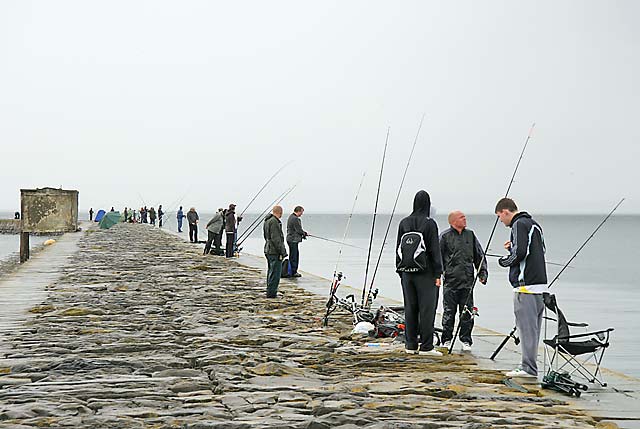 Fishing for mackerel from Granton Eastern Breakwater during a summer storm  -  July 9, 2006