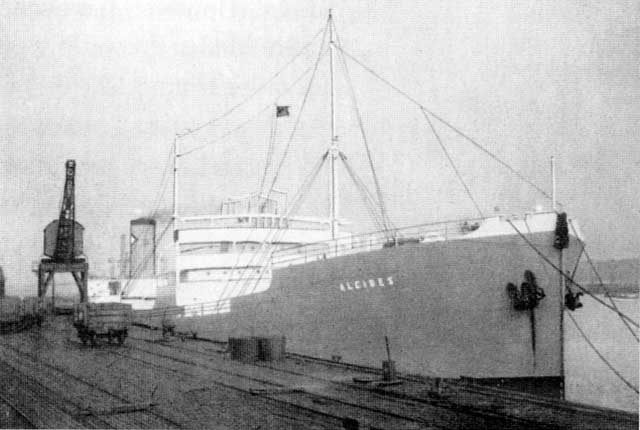 A tanker discharging oil at Granton Harbour in the 1930s