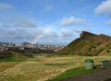 Holyrood Park   -  Salisbury Crags, Edinburgh Castle and Rainbow