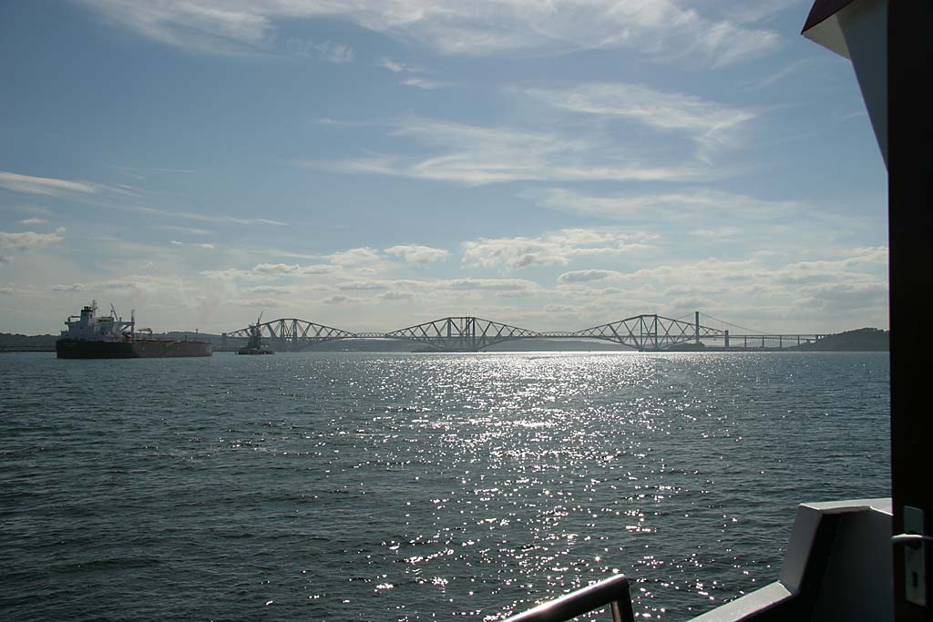 Looking to the west up the Firth of Forth towards Hound Point and the Forth Bridges