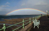 Rainbow at Joppa Pans  -  Seat and Bus Stop at Eastfield Terminus