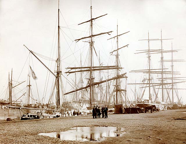 Unloading Vessels at Leith Docks  -  1906