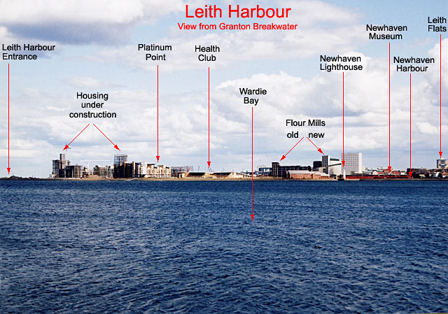 Leith Harbour from Granton Breakwater  -  with key