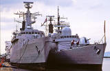 Leith Docks  -  HMS Battleaxe + what other ship?