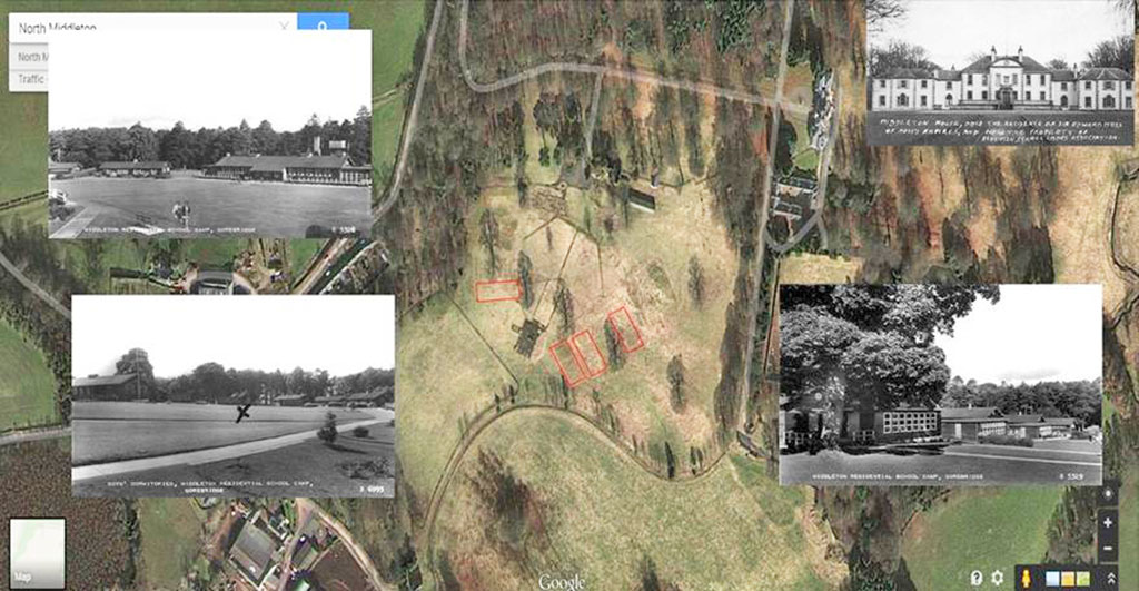 Google Maps View of the location of Middleton Camp  -  with old postcards of the camp superimposed
